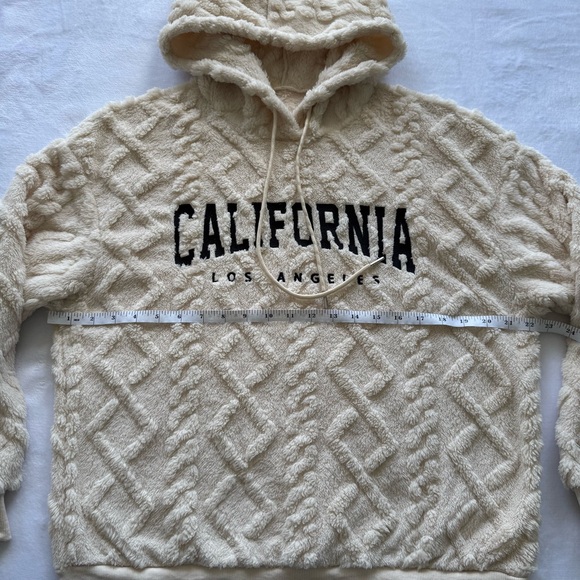 Cream Hooded Sweatshirt with California Print, Size S - Picture 4 of 7